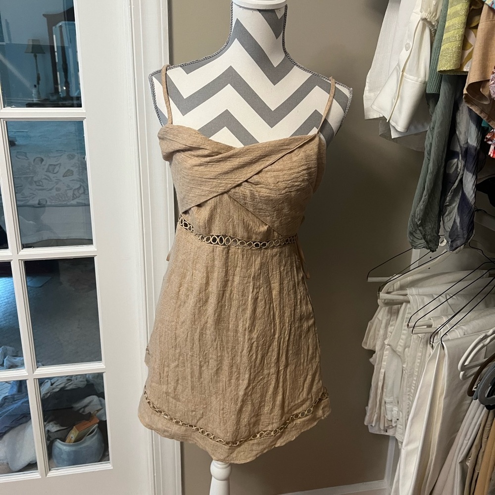 Princess Polly Tan Tie Back Mini Dress